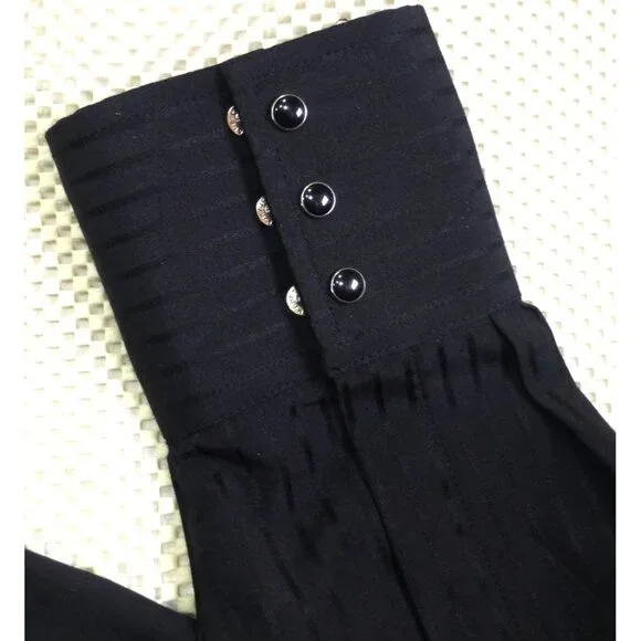 Wrangler Black Western Style Button-Up Shirt With Pinstripes Pearl Snap Cuffs Sm - Picture 3 of 7